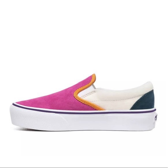 NWOT Vans Classic Slip-On Platform Color Block Sneaker MULTI - SIZE 7.5 - Picture 4 of 7